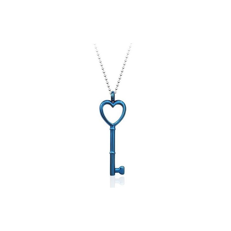 Colgante De Titanio Con Forma De Corazón Y Llave - Cadena Gratis Colgante De Titanio Con Forma De Corazón Y Llave - Cadena Gratis
