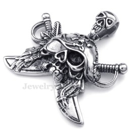 Collar Con Colgante De Calavera De Corsario De Titanio (Cadena Gratis)