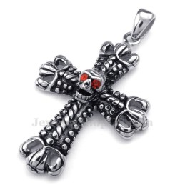Collar Con Colgante De Cruz De Titanio Adornado Con Una Calavera (Cadena Gratis)