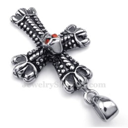 Collar Con Colgante De Cruz De Titanio Adornado Con Una Calavera (Cadena Gratis)