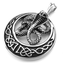 Collar Con Colgante De Cobra De Titanio (Cadena Gratis)
