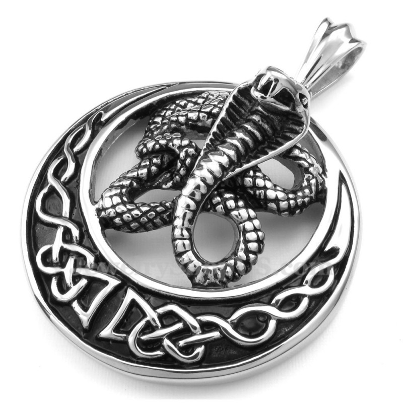 Collar Con Colgante De Cobra De Titanio (Cadena Gratis)
