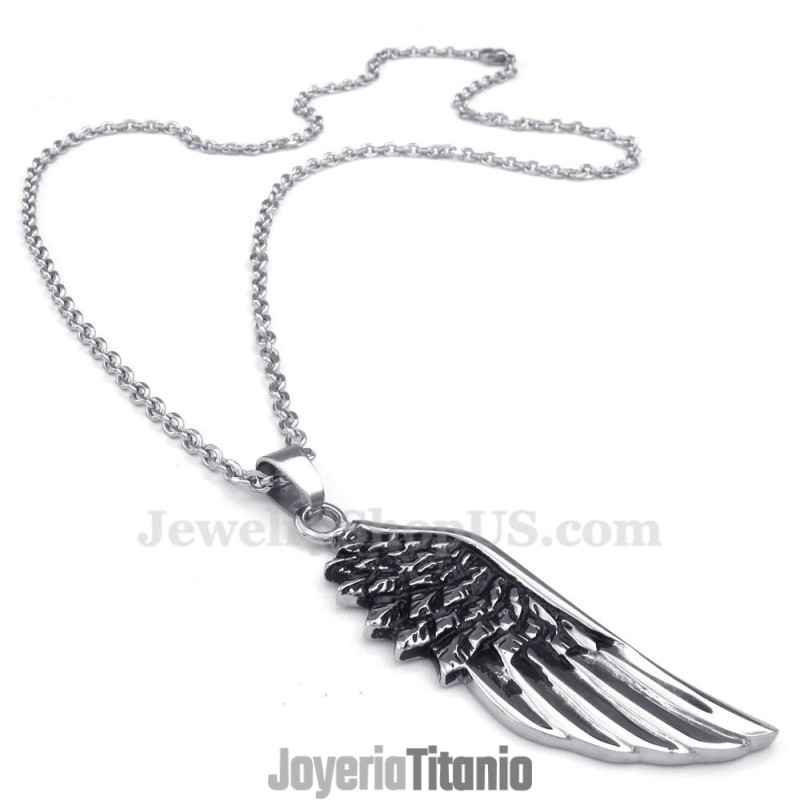 Collar Con Colgante De Plumaje De Titanio (Cadena Gratis)
