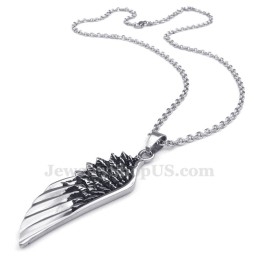 Collar Con Colgante De Plumaje De Titanio (Cadena Gratis)