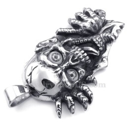 Collar Con Colgante De Calavera De Titanio Con Ojos Negros (Cadena Gratis)