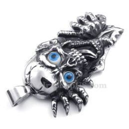Collar Con Colgante De Calavera De Titanio Con Ojos Azules (Cadena Gratis)