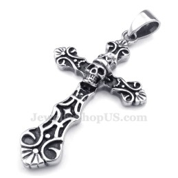 Collar Con Colgante De Cruz De Titanio Y Calavera (Cadena Gratis)