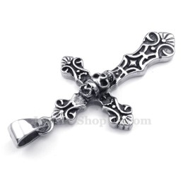 Collar Con Colgante De Cruz De Titanio Y Calavera (Cadena Gratis)