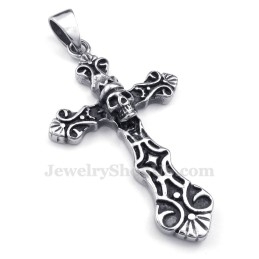Collar Con Colgante De Cruz De Titanio Y Calavera (Cadena Gratis)