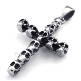 Collar Con Colgante De Cruz De Calavera De Titanio (Cadena Gratis)