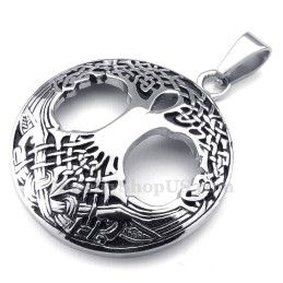 Collar De Titanio Con Colgante Del Árbol De La Vida Celta (Cadena Gratis)