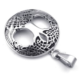 Collar De Titanio Con Colgante Del Árbol De La Vida Celta (Cadena Gratis)
