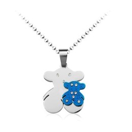 Colgante De Titanio Tous En Azul Y Plata Con Forma De Corazón - Cadena Gratis