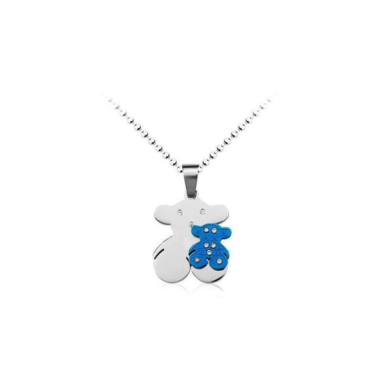 Colgante De Titanio Tous En Azul Y Plata Con Forma De Corazón - Cadena Gratis