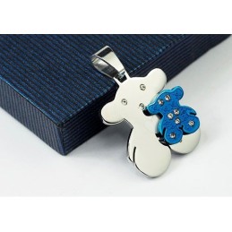 Colgante De Titanio Tous En Azul Y Plata Con Forma De Corazón - Cadena Gratis