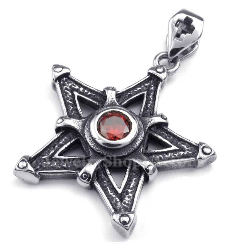 Collar Con Colgante De Estrella De Titanio Y Circonita Roja (Cadena Gratis) Collar Con Colgante De Estrella De Titanio Y Circonita Roja (Cadena Gratis)