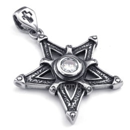 Collar Con Colgante De Estrella De Titanio Y Circonita Blanca (Cadena Gratis)
