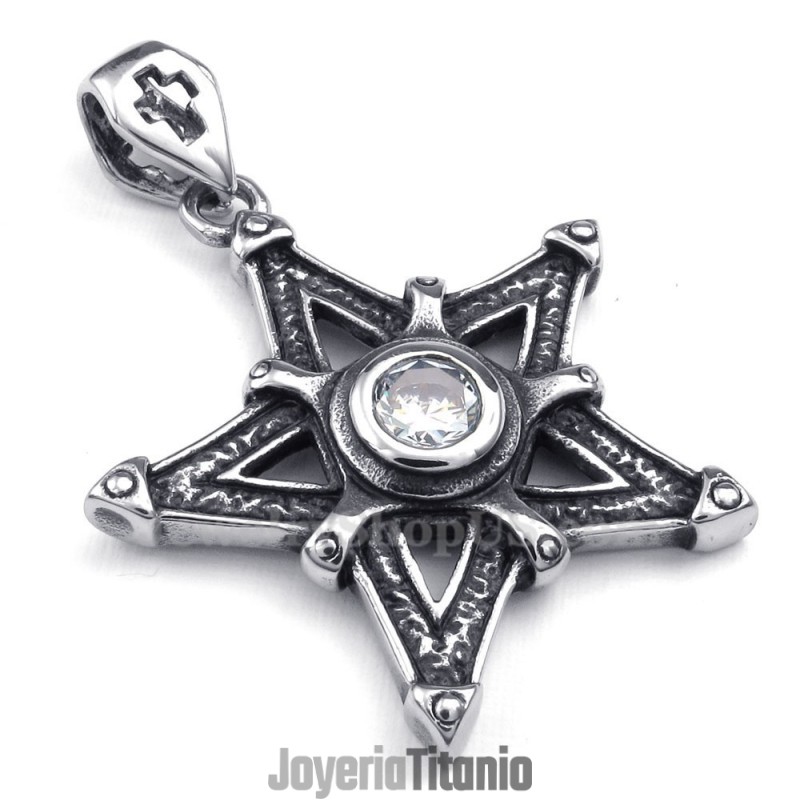 Collar Con Colgante De Estrella De Titanio Y Circonita Blanca (Cadena Gratis) Collar Con Colgante De Estrella De Titanio Y Circonita Blanca (Cadena Gratis)
