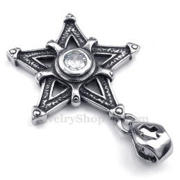 Collar Con Colgante De Estrella De Titanio Y Circonita Blanca (Cadena Gratis)