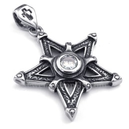 Collar Con Colgante De Estrella De Titanio Y Circonita Blanca (Cadena Gratis)