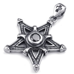 Collar Con Colgante De Estrella De Titanio Y Circonita Negra (Cadena Gratis)