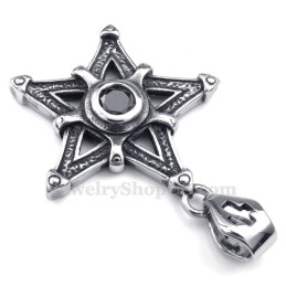 Collar Con Colgante De Estrella De Titanio Y Circonita Negra (Cadena Gratis)