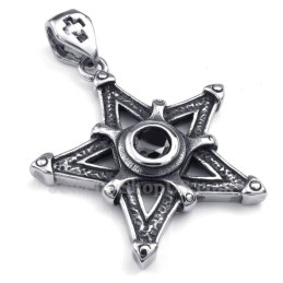Collar Con Colgante De Estrella De Titanio Y Circonita Negra (Cadena Gratis)