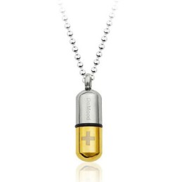 Nuevo Colgante De Cápsula De Titanio Dorado Con Apertura (Cadena Gratis)