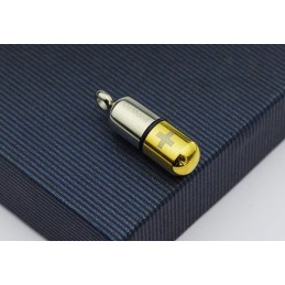 Nuevo Colgante De Cápsula De Titanio Dorado Con Apertura (Cadena Gratis)