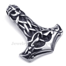 Collar Con Colgante De Calavera De Titanio Y Martillo De Thor (Cadena Gratis)