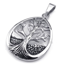 Collar De Titanio Con Colgante Del Árbol De La Vida (Cadena Gratis)