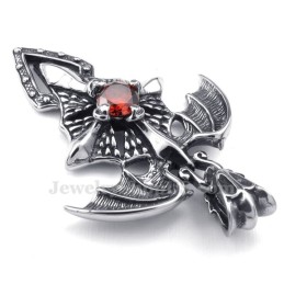 Collar Con Colgante De Pterosaurio De Titanio Y Circonita Roja (Cadena Gratis)