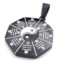 Collar Con Colgante De Titanio Con Ocho Diagramas Negros (Cadena Gratis)