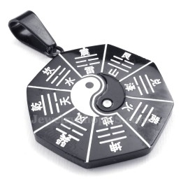 Collar Con Colgante De Titanio Con Ocho Diagramas Negros (Cadena Gratis)