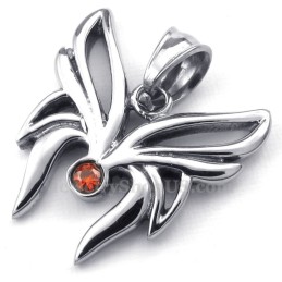 Collar Con Colgante De Mariposa De Titanio Y Circonita Roja (Cadena Gratis)