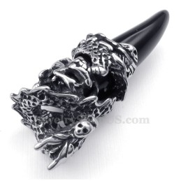 Collar Con Colgante De Diente De Dragón De Titanio Negro (Cadena Gratis)