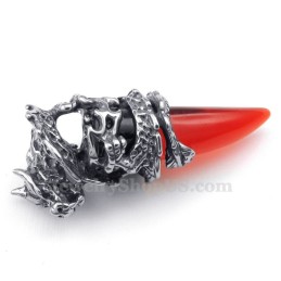 Collar Con Colgante De Diente De Dragón De Titanio Rojo (Cadena Gratis)