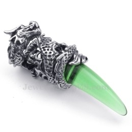 Collar Con Colgante De Diente De Dragón De Titanio Verde (Cadena Gratis)