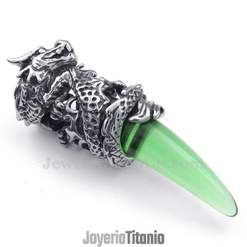 Collar Con Colgante De Diente De Dragón De Titanio Verde (Cadena Gratis) Collar Con Colgante De Diente De Dragón De Titanio Verde (Cadena Gratis)