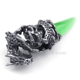 Collar Con Colgante De Diente De Dragón De Titanio Verde (Cadena Gratis)