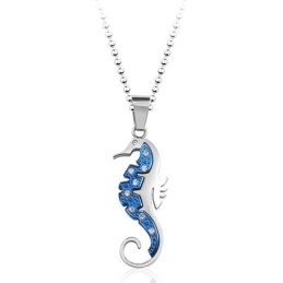 Nuevo Colgante De Titanio Con Forma De Hipocampo Azul Y Diamantes (Cadena Gratis)