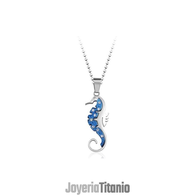 Nuevo Colgante De Titanio Con Forma De Hipocampo Azul Y Diamantes (Cadena Gratis) Nuevo Colgante De Titanio Con Forma De Hipocampo Azul Y Diamantes (Cadena Gratis)