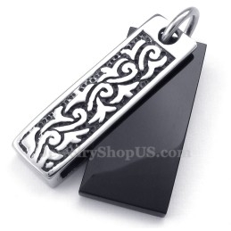 Collar Con Colgante De Piedra Negra De Titanio (Cadena Gratis)