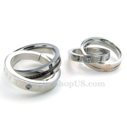 Collar Con Colgante De Anillos Entrelazados De Titanio Para Parejas, Regalo De Amor (Cadena Gratis) (Un Par)