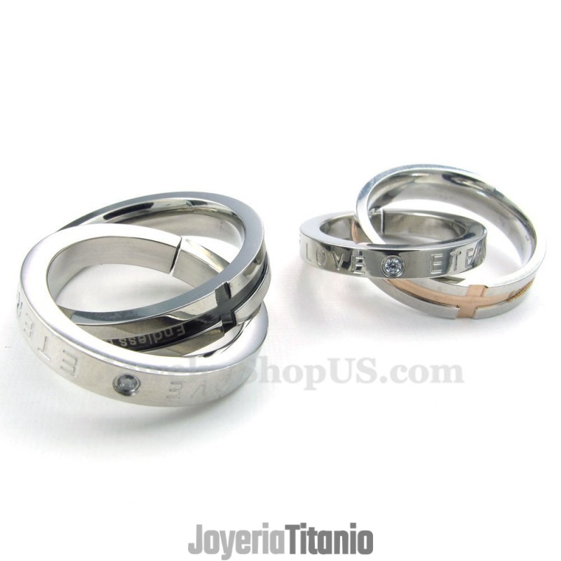 Collar Con Colgante De Anillos Entrelazados De Titanio Para Parejas, Regalo De Amor (Cadena Gratis) (Un Par)