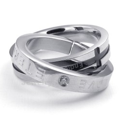 Collar Con Colgante De Anillos Entrelazados De Titanio Para Parejas, Regalo De Amor (Cadena Gratis) (Un Par)