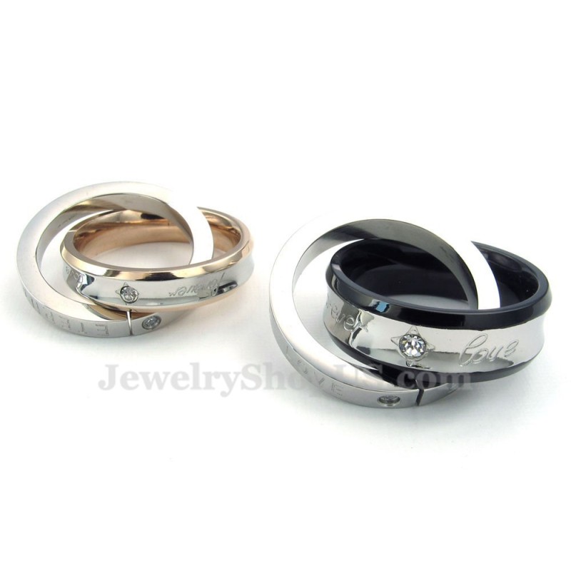 Collar De Titanio Con Colgante De Círculos Entrelazados Para Parejas (Cadena Gratis) (Un Par)