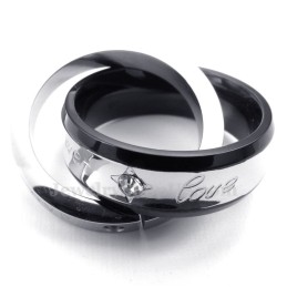 Collar De Titanio Con Colgante De Círculos Entrelazados Para Parejas (Cadena Gratis) (Un Par)