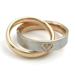 Collar Con Colgante De Anillos Entrelazados De Titanio Para Parejas (Cadena Gratis) (Un Par)