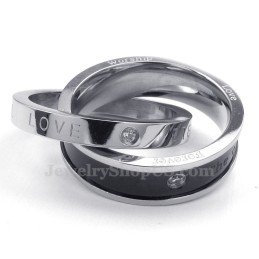 Collar Con Colgante De Pareja De Anillos Entrelazados De Titanio "Worship Love" (Cadena Gratis) (Un Par)